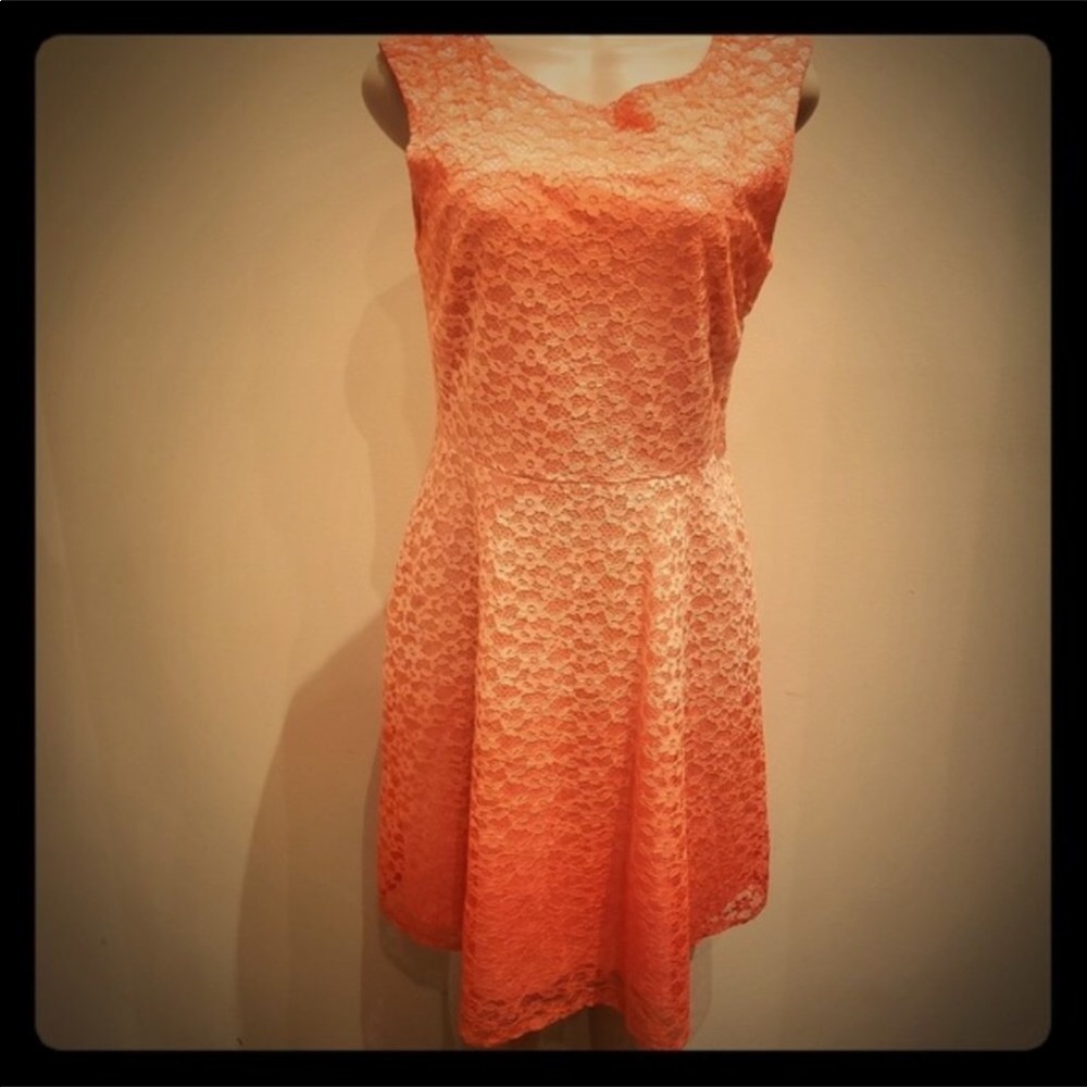 Layered Halloween Orange Lace Sleeveless Dress